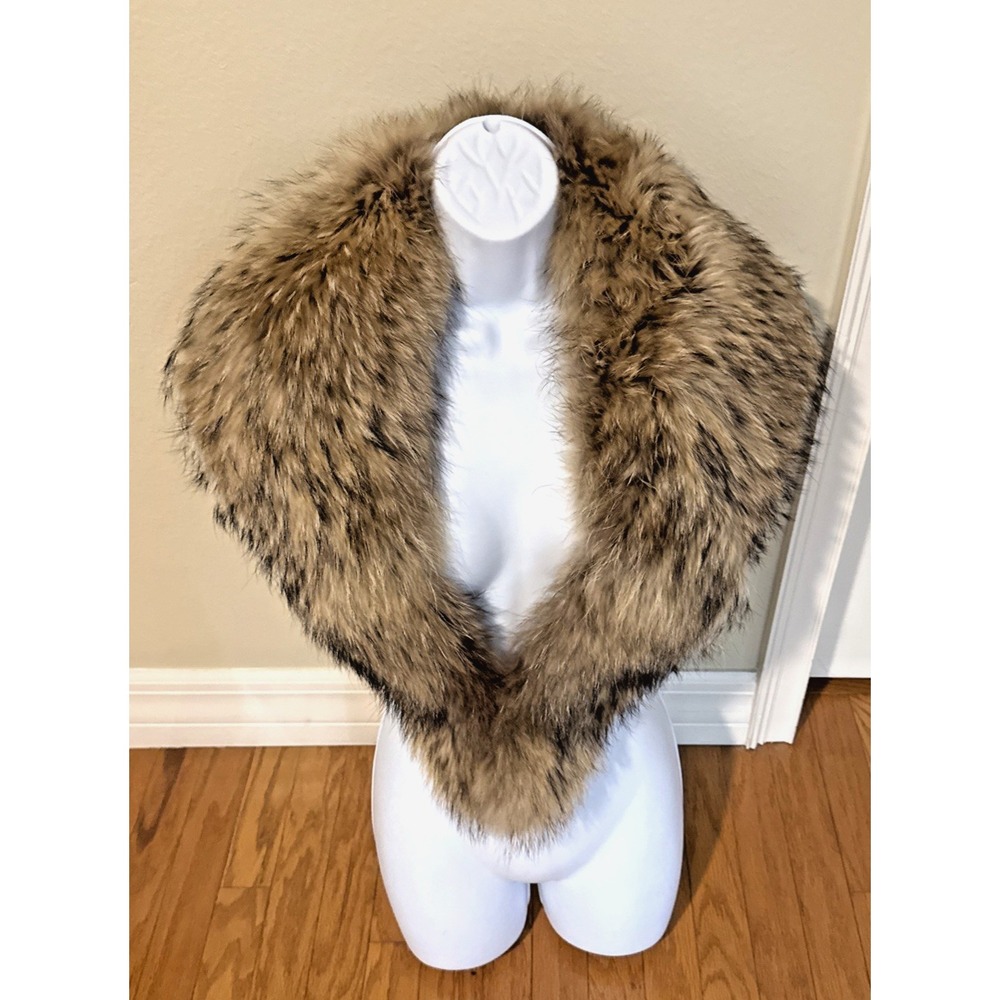 Vintage Real Fur Collar Hook Closure 46"x5" Mob Wife Gorpcore Whimsygoth - Picture 7 of 8